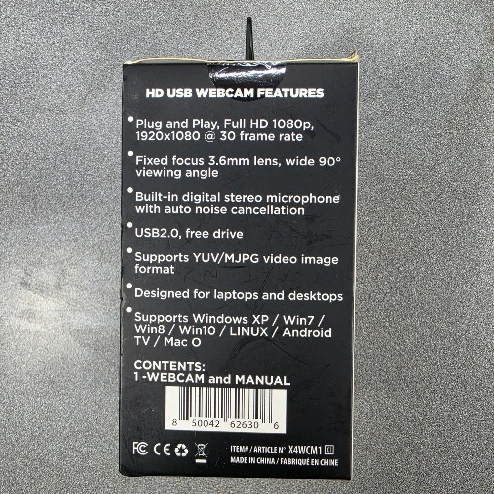 Ultimate X4orce Webcam Series Elite OS 1080p Black New HD USB Microphone X4WCM1